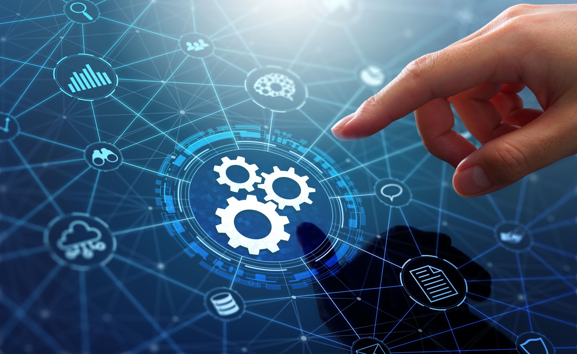 Automatisation de l’entreprise ou technologie RPA des processus robotiques. Transfert de données entre les applications.